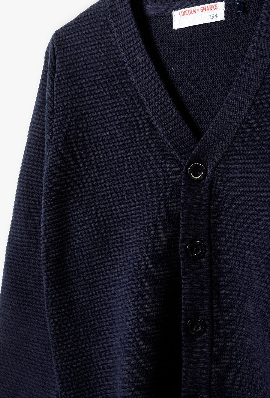 Granatowy elegancki sweter w prążki dla chłopca - Lincoln&Sharks