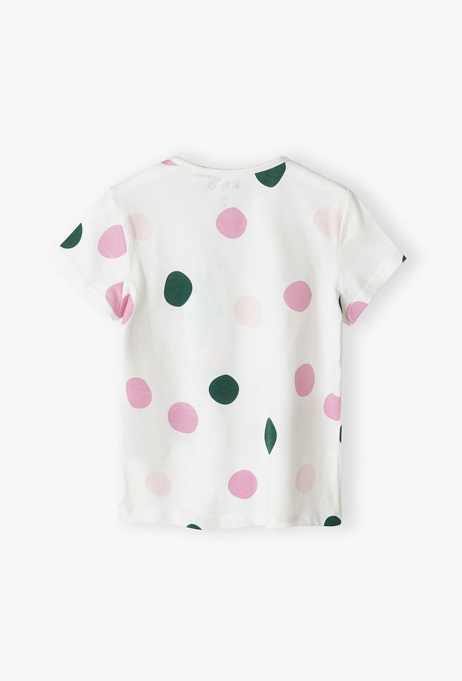 Biały t-shirt dziewczęcy w kolorowe kropki - 5.10.15.