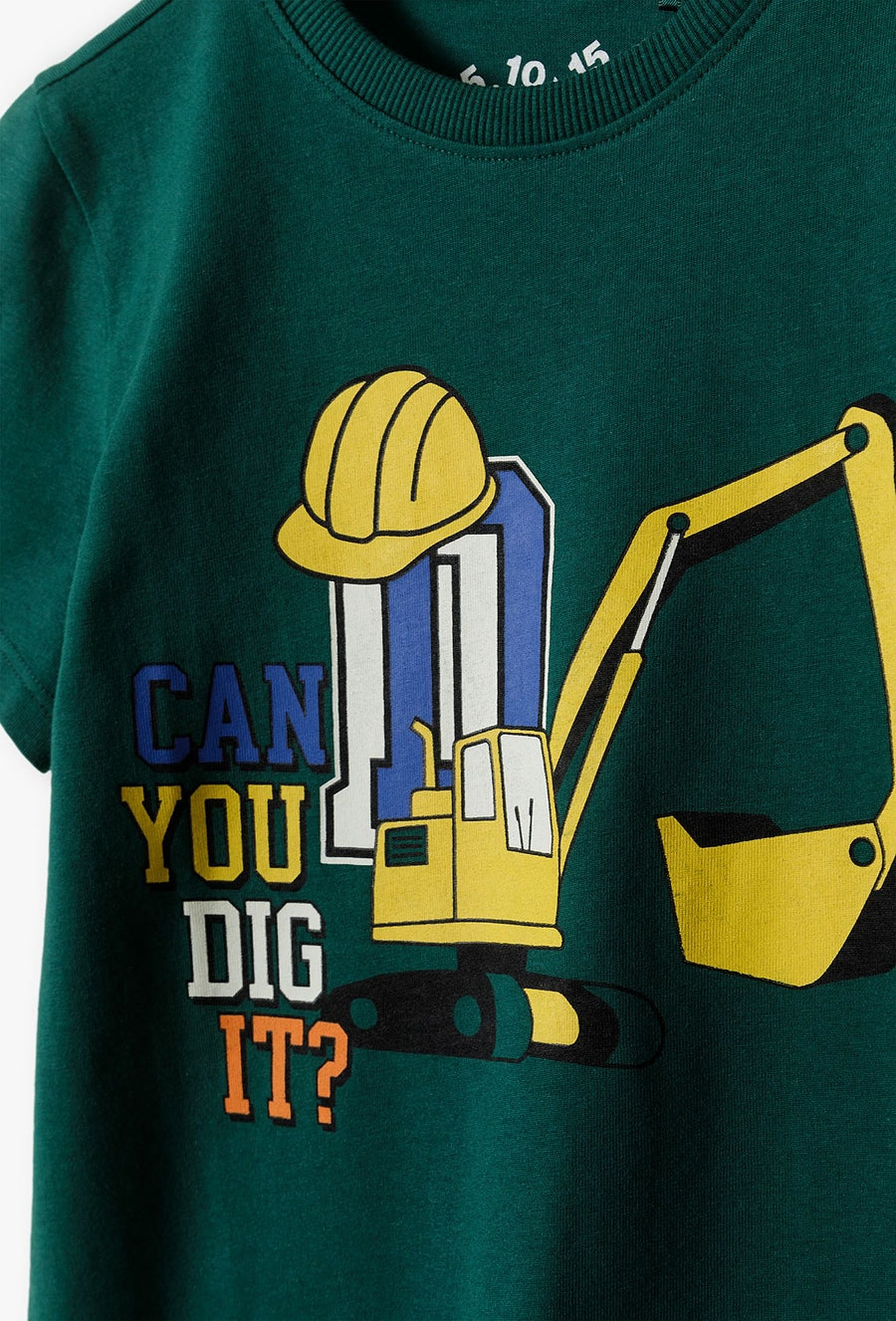 T-shirt dla chłopca - zielony z koparkę - 5.10.15.